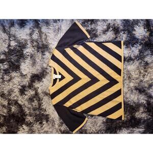 Koret Womens Vintage Short Sleeve Top Striped Brown Blue Large y2k 90s Cotton